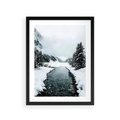 Plakat w ramie 30x40 - Zimowa Przyroda: Rzeka, Góry i Śnieg - zima, rzeka - rama czarna