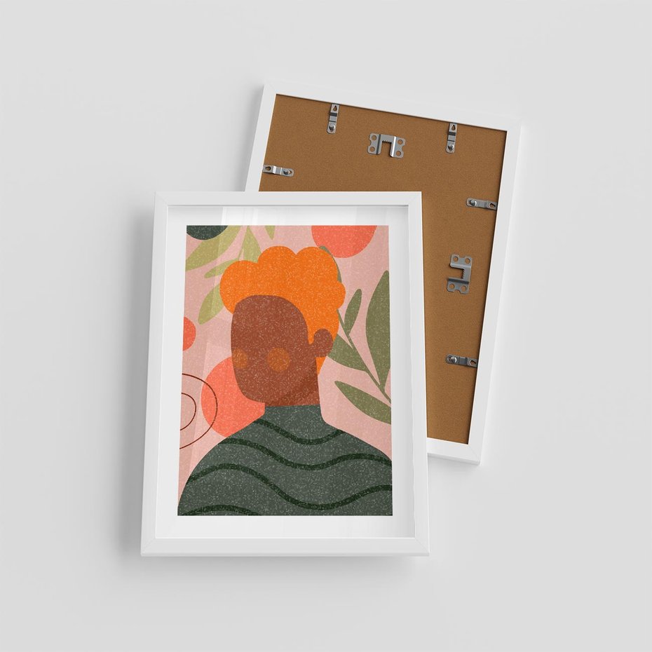 Plakat w ramie 30x40 - Kobieca Przestrzeń - nowoczesny plakat, styl retro - rama biała