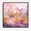 Obraz w ramie 50x50 - Pastelowe Wzgórza - pastelowe, różowe góry - rama czarna