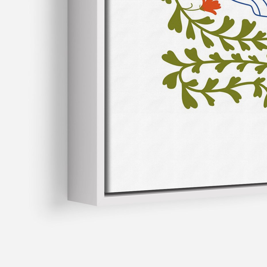 Obraz w ramie 80x120 - Wewnętrzne Fale - kwiaty w wazonie, minimalizm - rama biała