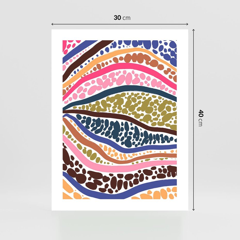 Plakat bez ramy 30x40 - Wibracje Plam - kolorowe wzory, tęczowe żywe kolory