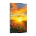 Obraz na płótnie 50x70 - Magia zachodu słońca na łące z makami - łąka, zachód słońca
