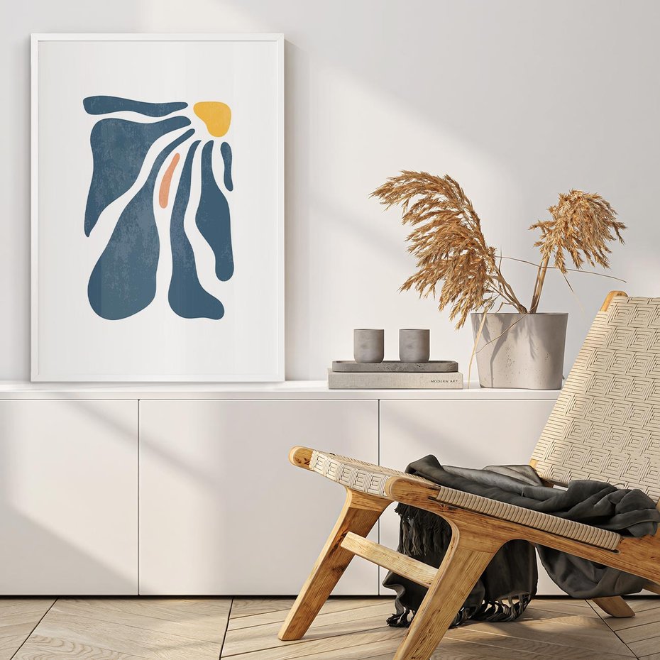 Plakat bez ramy 21x30 - Melodia Kolorowych Płatków - nowoczesna kwiatowa grafika, styl retro