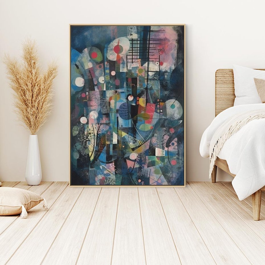 Obraz w ramie 70x100 - Rozbijając Granice Kreatywności - abstrakcyjny obraz, sztuka abstrakcji - rama drewno