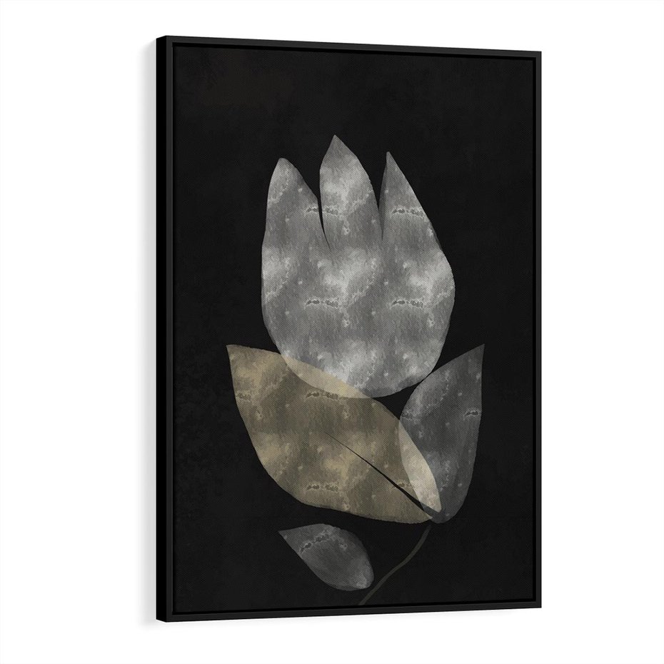 Obraz w ramie 70x100 - Nocne Uniesienia - abstrakcyjny kwiat, mroczna atmosfera - rama czarna