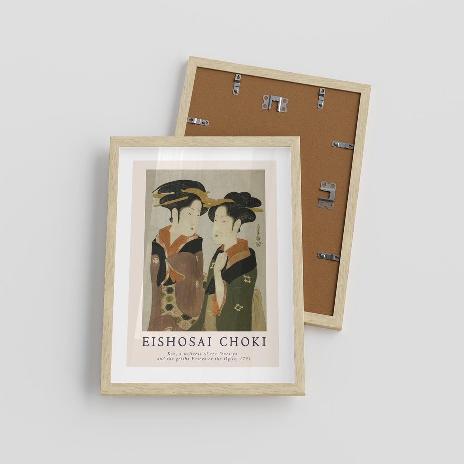 Plakat w ramie 30x40 - Reprodukcja Japońskiej Grafiki - eishosai choki, reprodukcja grafiki - rama drewno