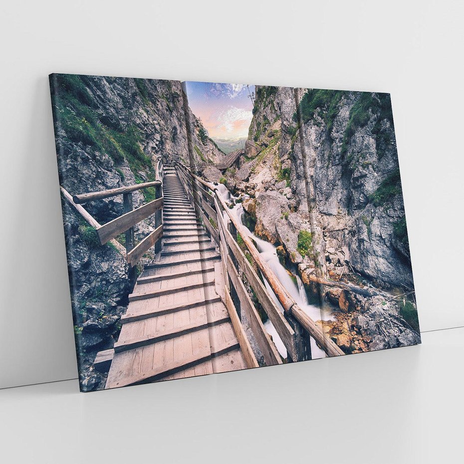 Obraz na płótnie 120x80 - Schody w skałach - Góry - schody, skały