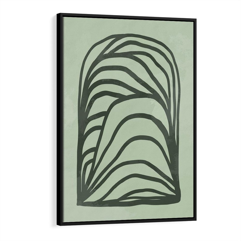 Obraz w ramie 50x70 - Zielonkawy Uścisk Natury - abstrakcyjny zielony motyw, skandynawski design - rama czarna