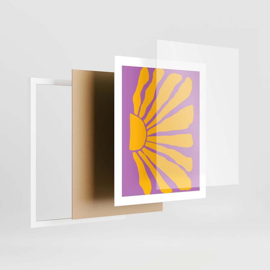 Plakat w ramie 40x50 - Podróżne Kontury - abstrakcyjny plakat, intensywne różowe tło - rama biała