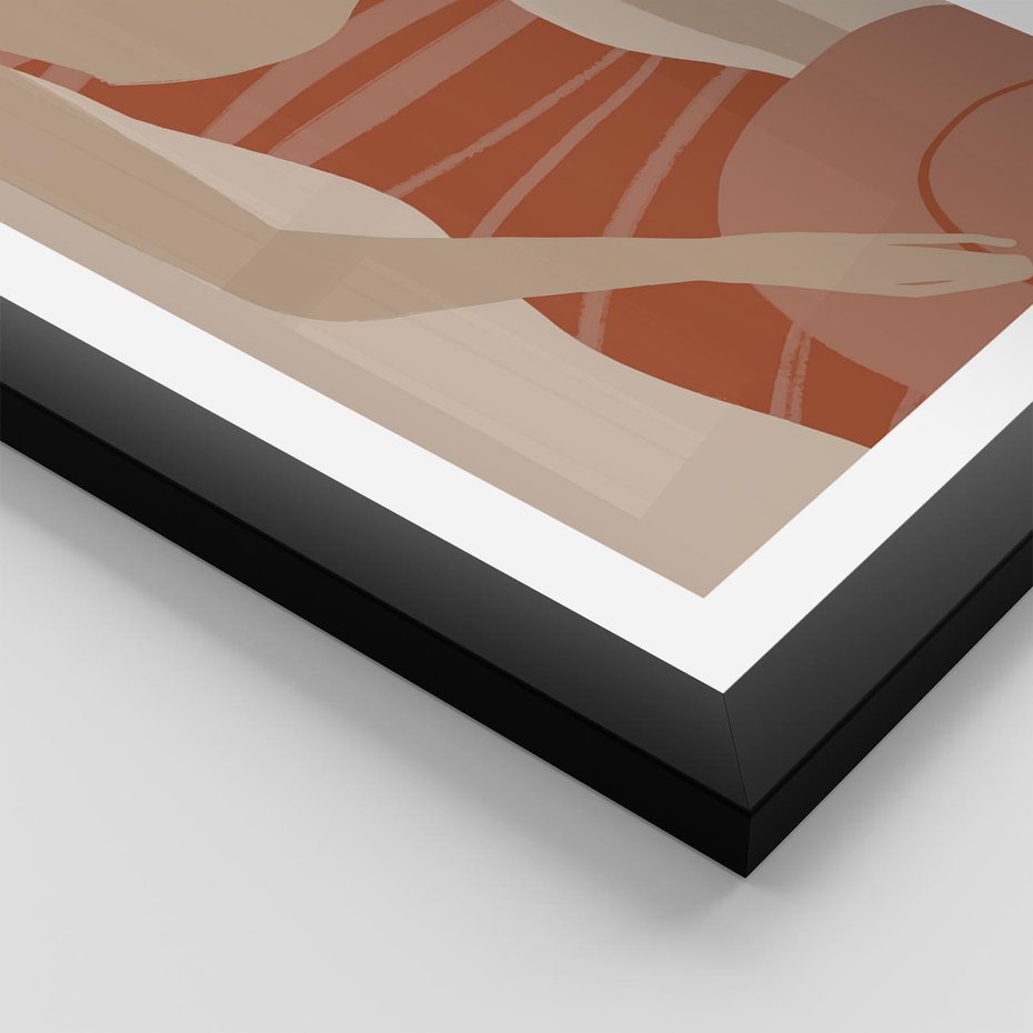 Plakat w ramie 40x50 - Kobiece Retro - minimalistyczny boho plakat, retro kobieta w stroju kąpielowym - rama czarna