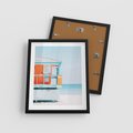 Plakat w ramie 40x50 - Letnia Idylla - plaża, domek na plaży - rama czarna
