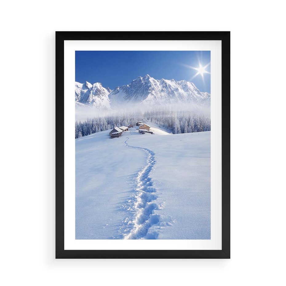 Plakat w ramie 50x70 - Magia zimowych gór - zima, góry - rama czarna
