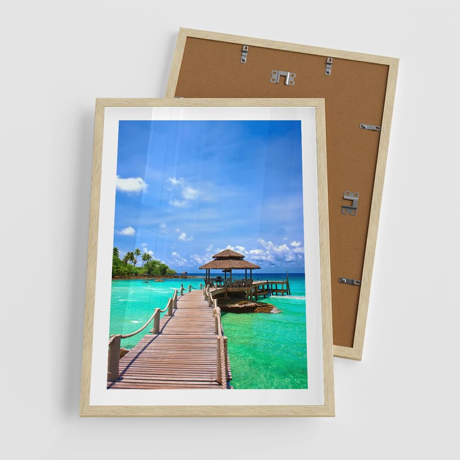 Plakat w ramie 50x70 - Magia tropikalnego oceanu - ocean, tropiki - rama drewno