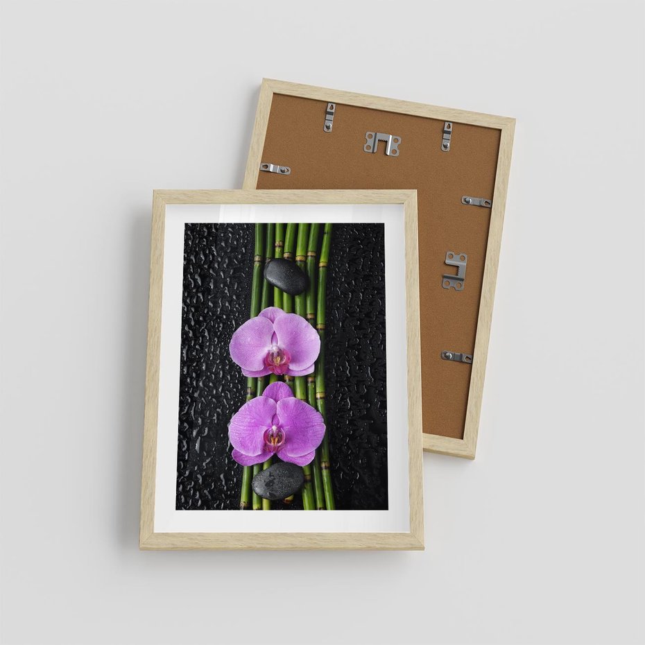 Plakat w ramie 30x40 - Japońskie Spa w Otoczeniu Storczyków - storczyk, spa - rama drewno