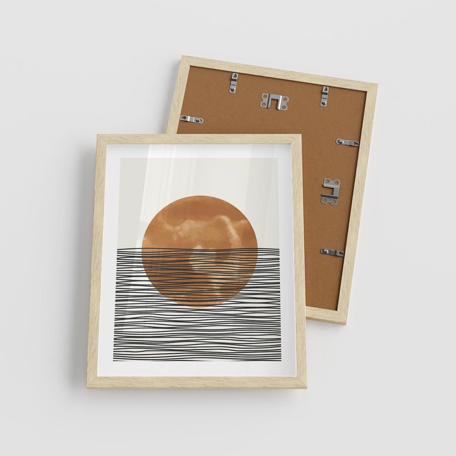 Plakat w ramie 40x50 - Okrąg Mocy - boho obraz, geometria - rama drewno