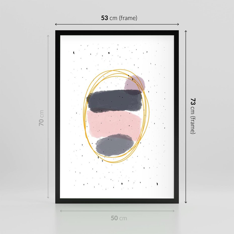 Plakat w ramie 50x70 - Migocące Odbicia - abstrakcyjna kompozycja, jak ręcznie malowana - rama czarna