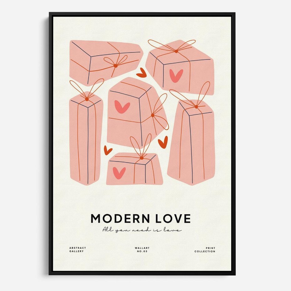 Obraz w ramie 70x100 - Nowoczesna Miłość - nowoczesna grafika, pastelowe kolory - rama czarna