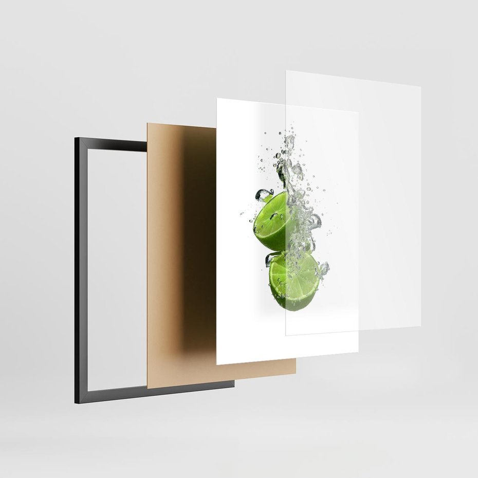 Plakat w ramie 30x40 - Kuchenne limonki na stole - limonki, kuchnia - rama czarna