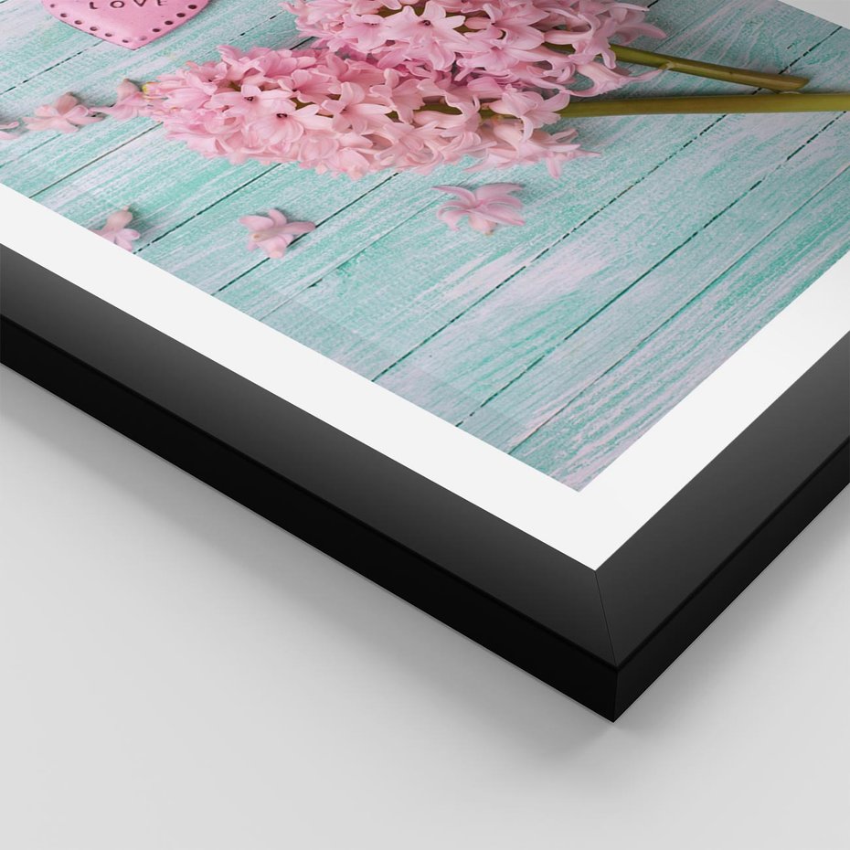 Plakat w ramie 50x70 - Hiacynty w Kwiatowej Kompozycji - hiacynty, kwiaty - rama czarna