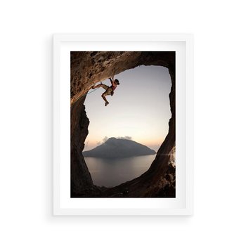 Plakat w ramie 40x50 - Wspinaczka na Wysokie Góry - wspinaczka, góry - rama biała