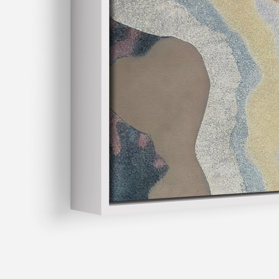 Obraz w ramie 50x70 - Melancholijne oddechy pędzla - abstrakcyjne formy, zgaszone kolory - rama biała