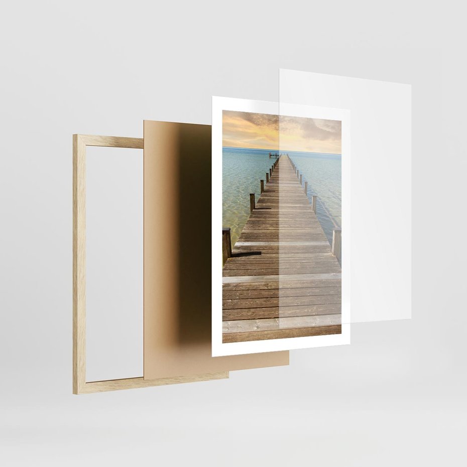 Plakat w ramie 50x70 - Pomost ku morzu - pomost, morze - rama drewno