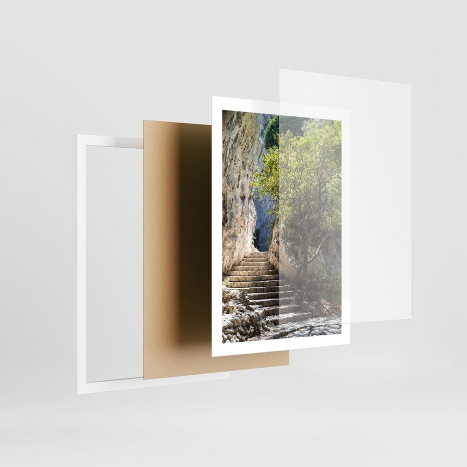 Plakat w ramie 50x70 - Krok po kroku do celu - schody, perspektywa - rama biała