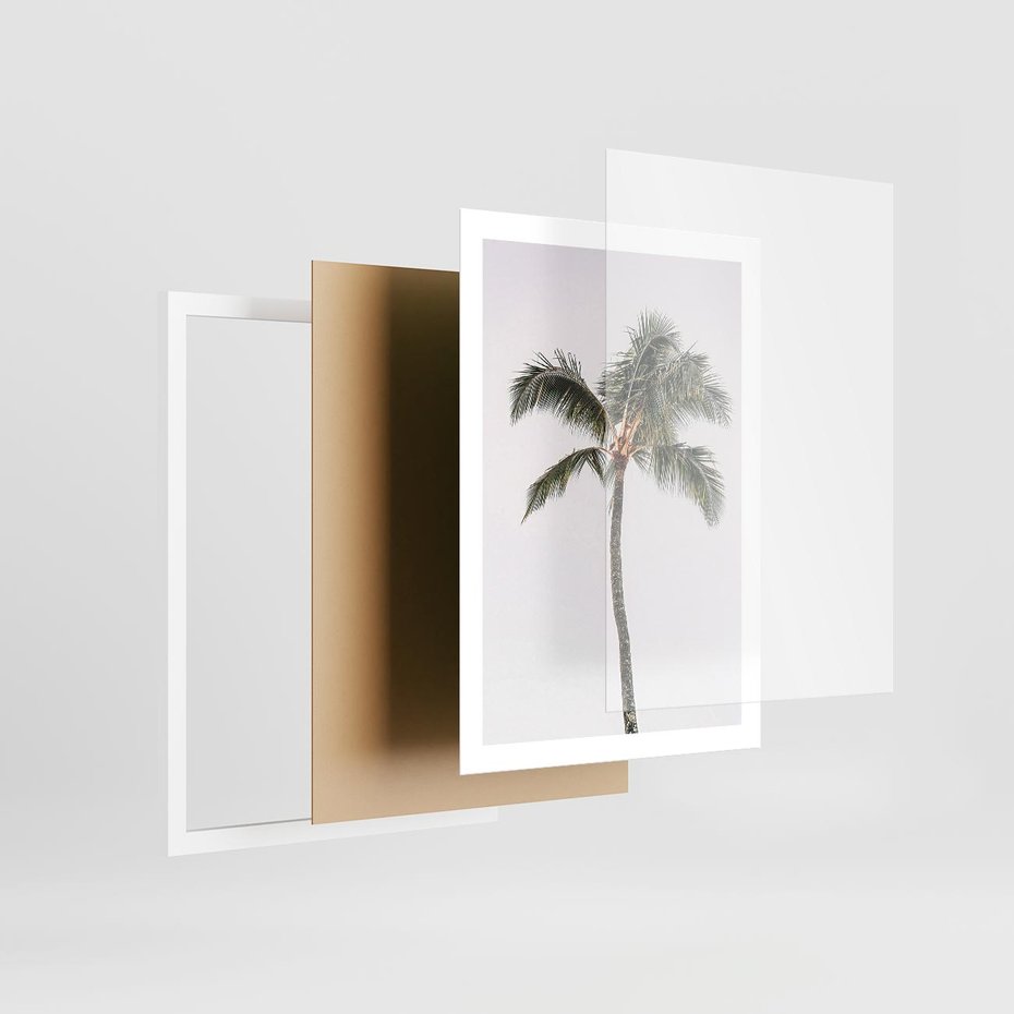 Plakat w ramie 50x70 - Wakacyjne Marzenia - palma na tle nieba - rama biała