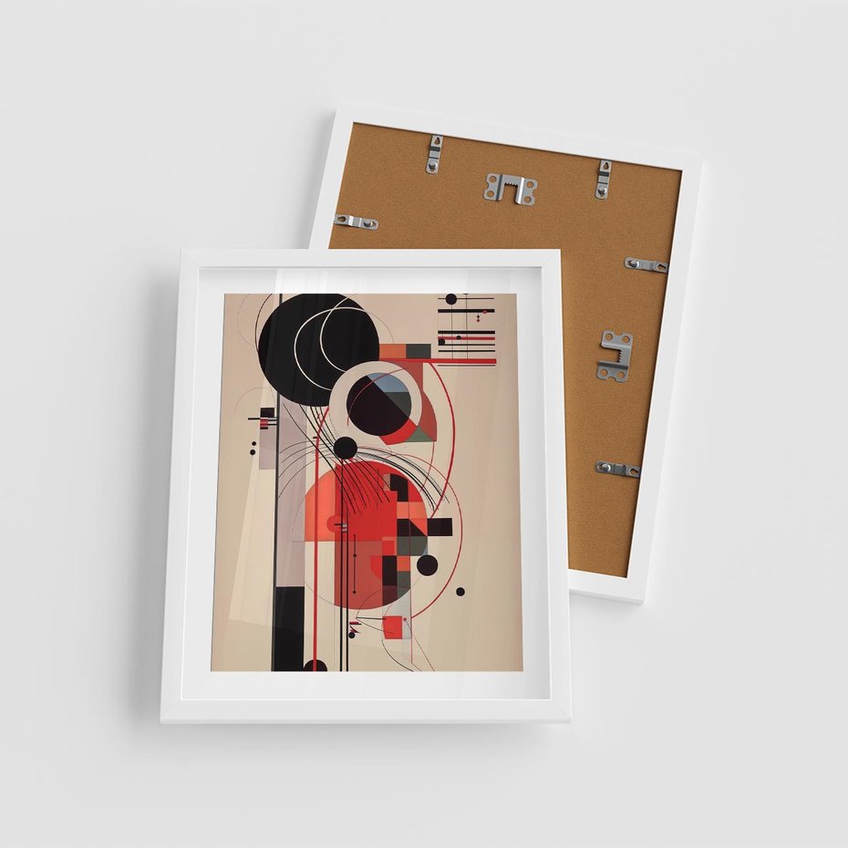 Plakat w ramie 40x50 - Rozbijające Granice Dźwięku - modernistyczny obraz, styl bauhaus - rama biała