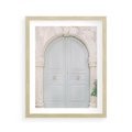 Plakat w ramie 40x50 - Błękitne Drzwi Kamienicy: Urok Historii - stare piękne drzwi do kamienicy, błękitne drzwi - rama drewno
