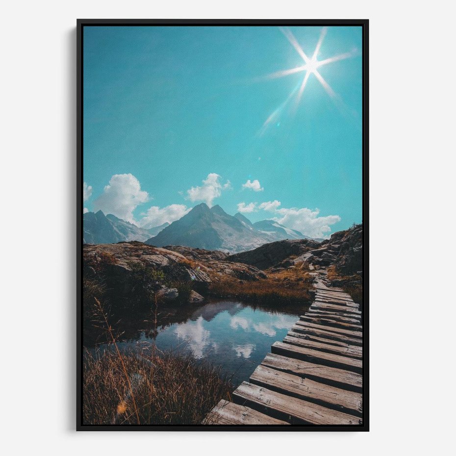 Obraz w ramie 70x100 - Inspirujący Pejzaż - ścieżka, górska - rama czarna