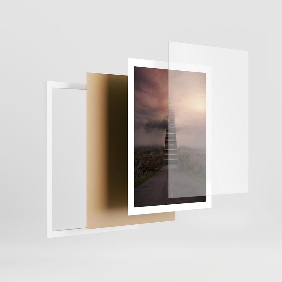 Plakat w ramie 50x70 - Wędrówka po malowniczej drodze - droga, schody - rama biała