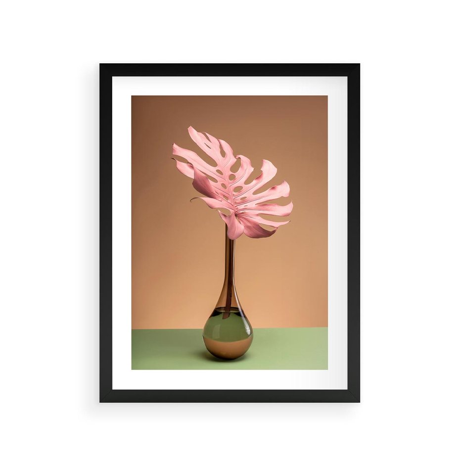Plakat w ramie 30x40 - Wyjątkowy monstera - monstera, liść - rama czarna