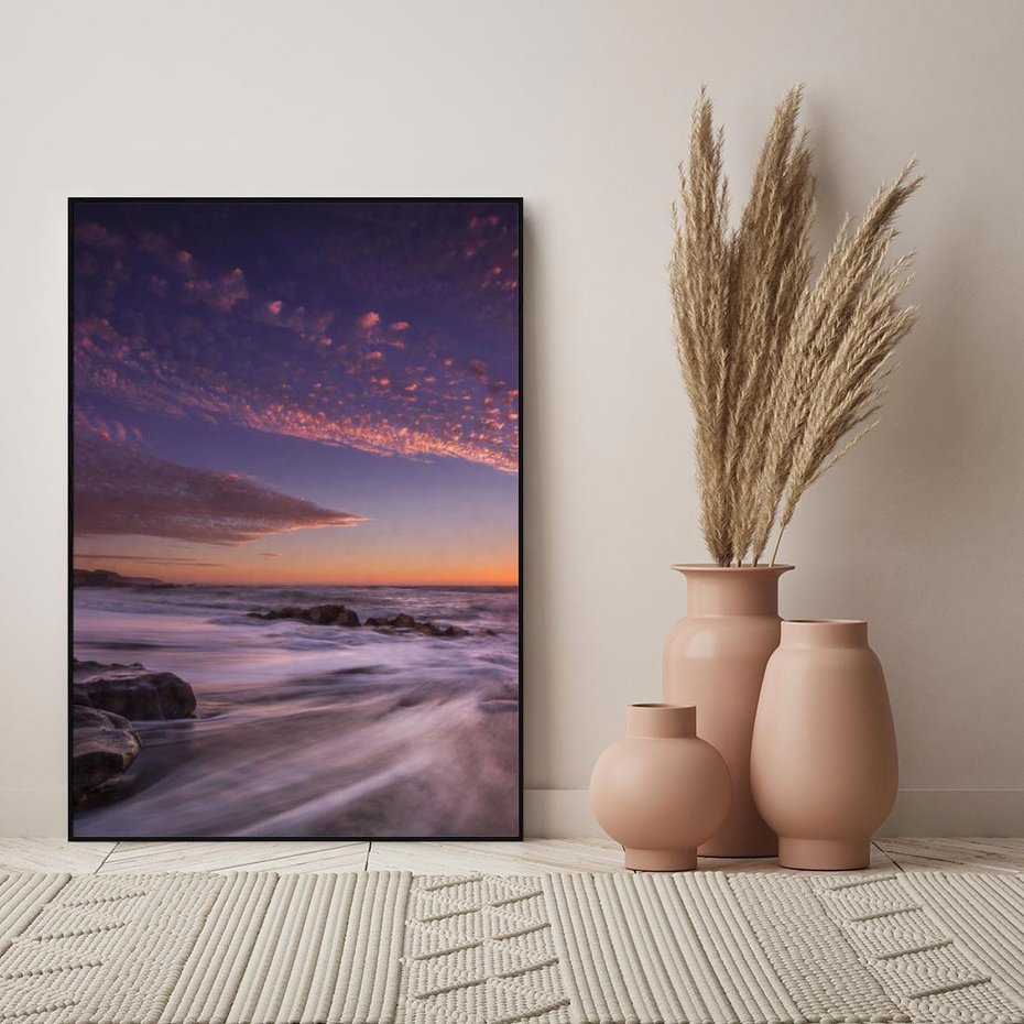 Obraz w ramie 50x70 - Spojrzenie w głąb duszy - zachód słońca, zmierzch - rama czarna