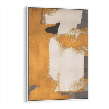 Obraz w ramie 70x100 - Złote Maźnięcia Pędzla - złota abstrakcja, plamy - rama biała