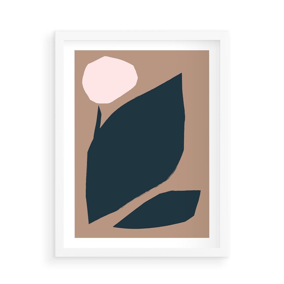 Plakat w ramie 50x70 - Rozkwitająca Wolność Boho - abstrakcyjny obraz, plakat - rama biała