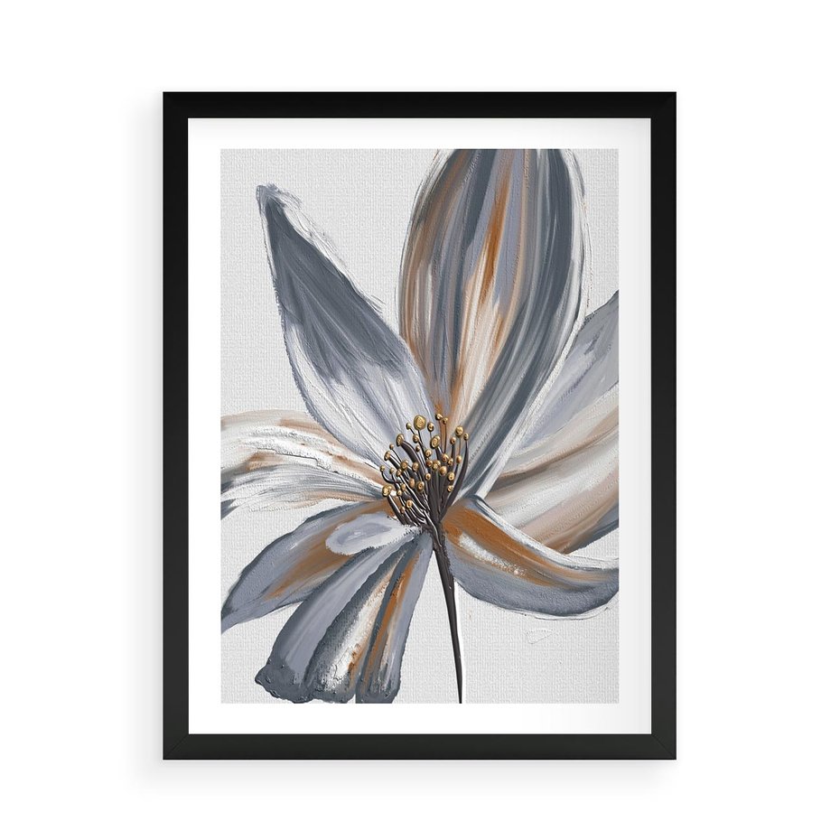 Plakat w ramie 50x70 - Olejne kwiaty - wyraz emocji - kwiaty, malowane - rama czarna