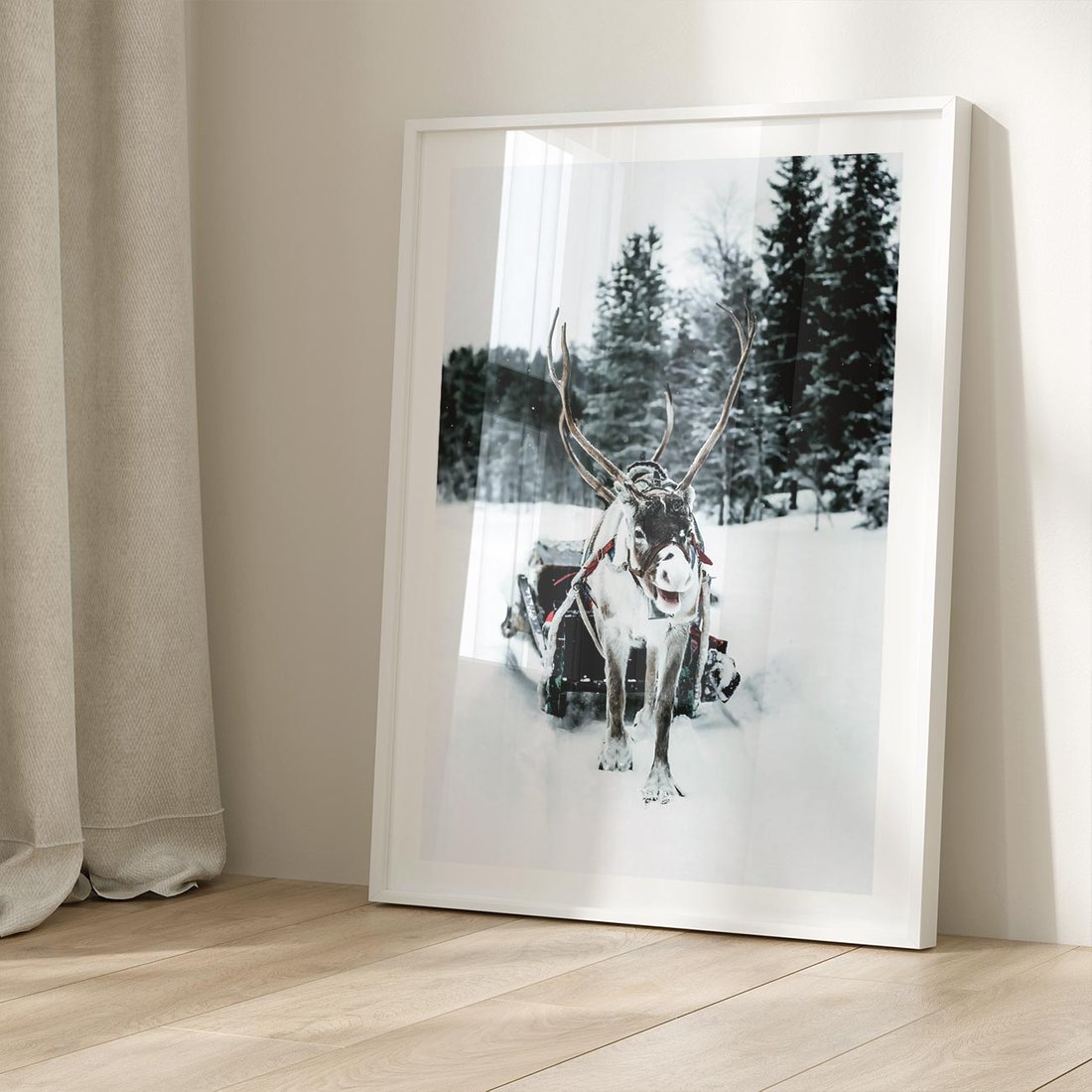 Plakat bez ramy 30x40 - Świąteczna Przygoda - renifer, śnieg