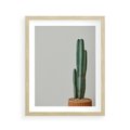 Plakat w ramie 40x50 - Zieleń i Subtelność - kaktusy, liście - rama drewno