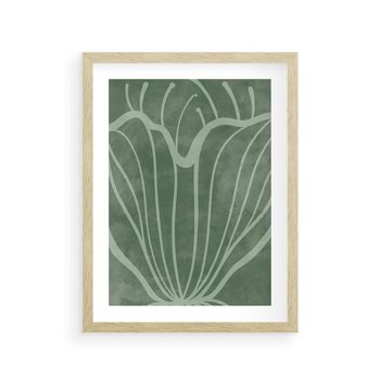 Plakat w ramie 30x40 - Zieleń Kształtująca Spokój - zielony plakat, roślinne inspiracje - rama drewno