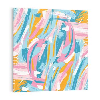 Obraz na płótnie 40x40 - Refleksje w krainie abstrakcji - abstrakcja, energiczne pociągnięcia pędzla