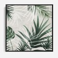 Obraz w ramie 50x50 - Tropikalne Akwarele - tropikalne liście, akwarela - rama czarna
