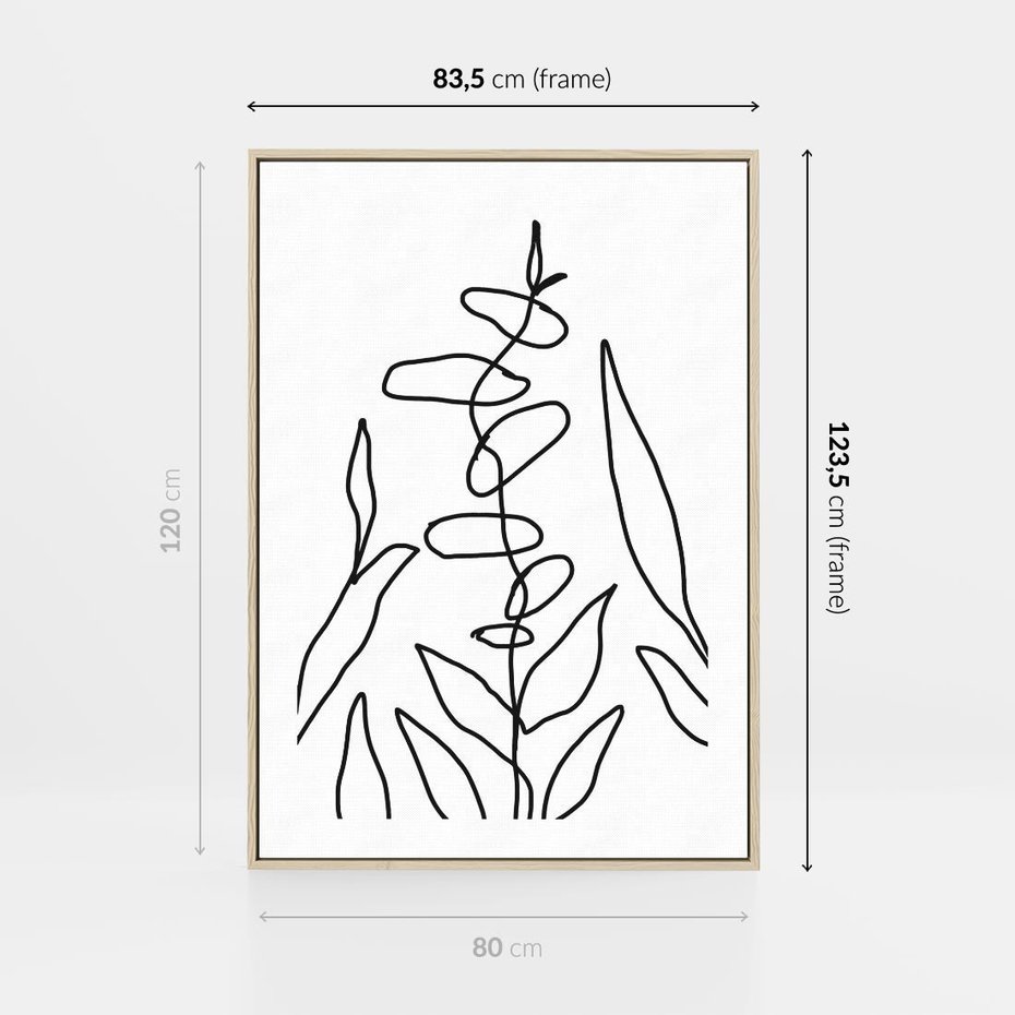 Obraz w ramie 80x120 - Konturem Naznaczone - mroczna sztuka, minimalizm - rama drewno