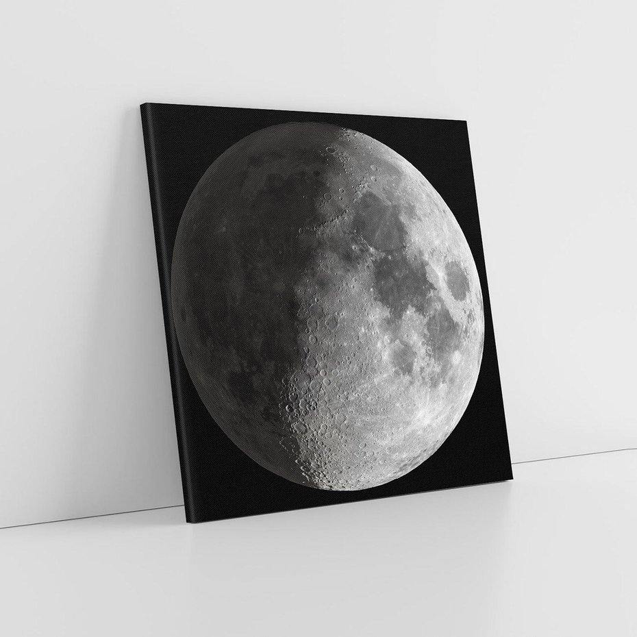 Obraz na płótnie 60x60 - Kontrastowy księżyc w czerni i bieli - księżyc, czarno