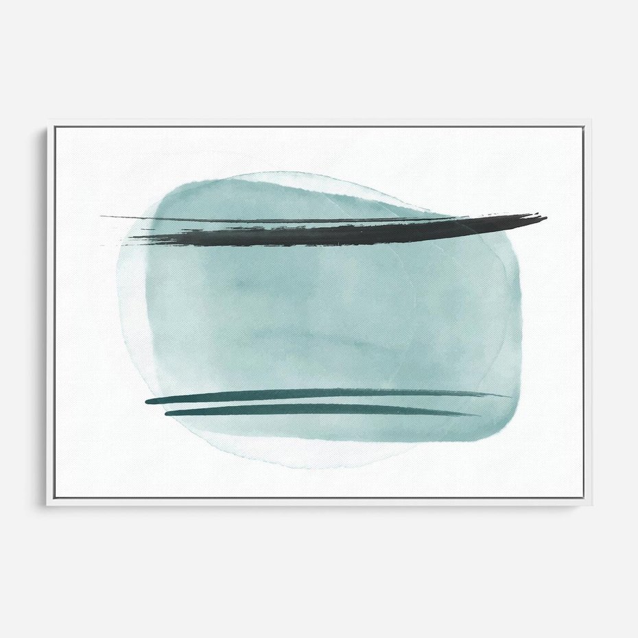 Obraz w ramie 120x80 - Turkusowy Świat - minimlizm, abstrakcja - rama biała