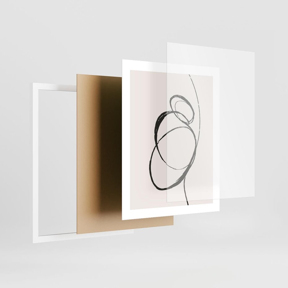 Plakat w ramie 40x50 - Modernistyczne Refleksje - abstrakcyjne szkicowane linie, minimalizm - rama biała