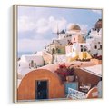 Obraz w ramie 50x50 - Błękit Morza i Białe Domki - Santorini, wyspa - rama drewno