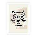 Plakat bez ramy 21x30 - Minimalistyczny Kot: Czarna Kreska - kot, grafika