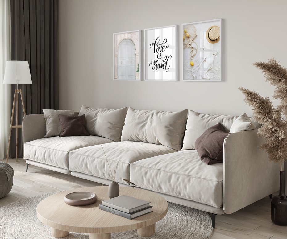 Zestaw obrazy w ramie 40x50 galeria - Podróże, wakacje, typografia, Włochy - rama biała