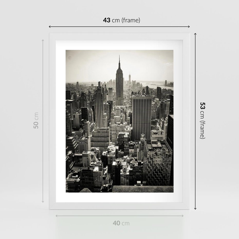 Plakat w ramie 40x50 - Dusza wielkiego miasta - Manhattan, Nowy Jork - rama biała